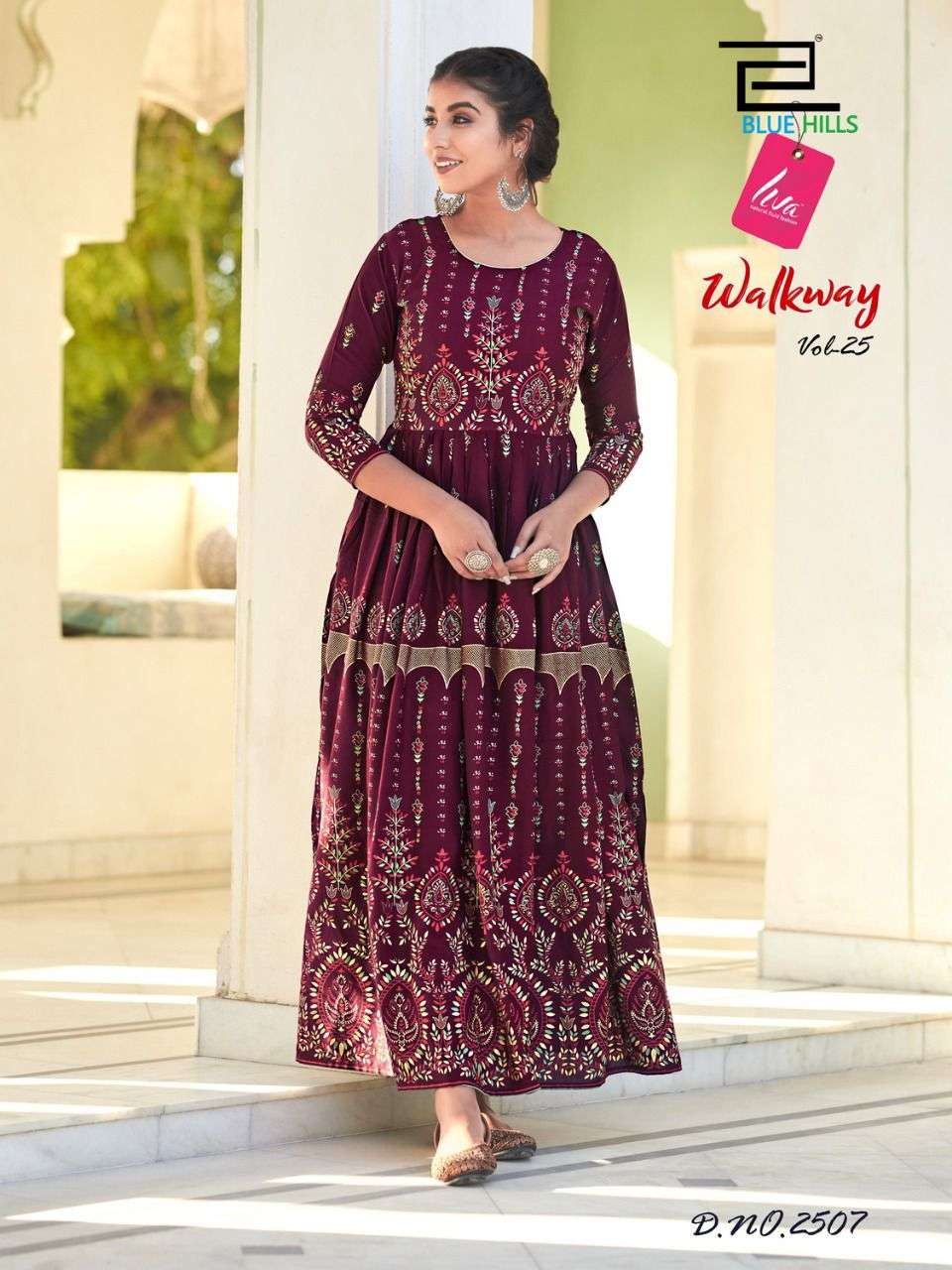 Blue Hills Walkway vol 25 catalog  Fancy Rayon long Anarkali Kurtis