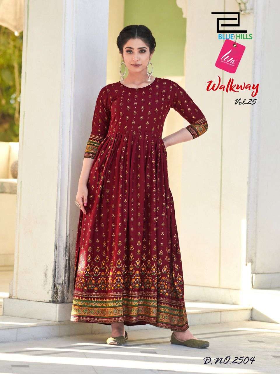 Blue Hills Walkway vol 25 catalog  Fancy Rayon long Anarkali Kurtis