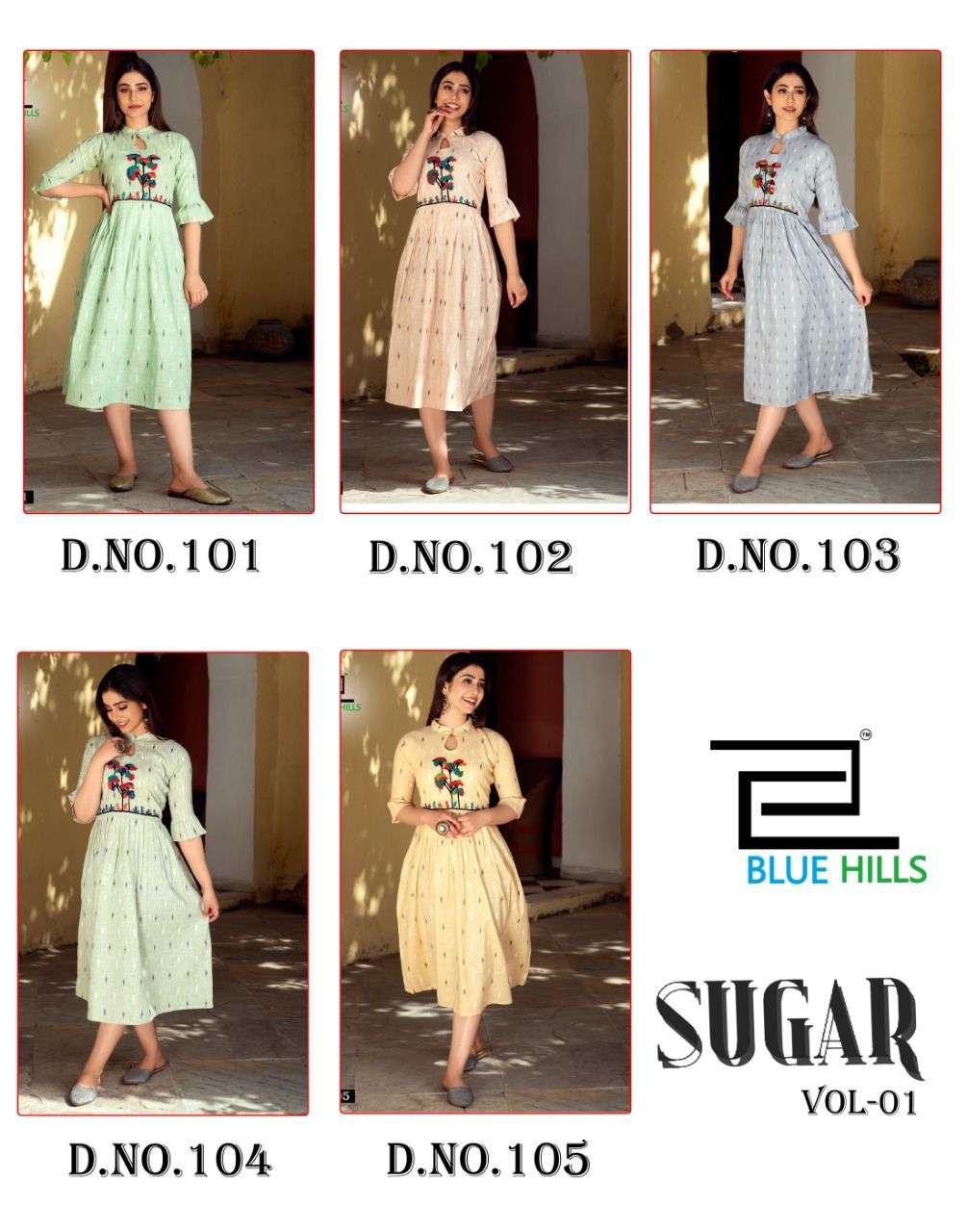 BlueHills Sugar Vol 5 Catalog Party Wear Short Kurtis Wholesale 