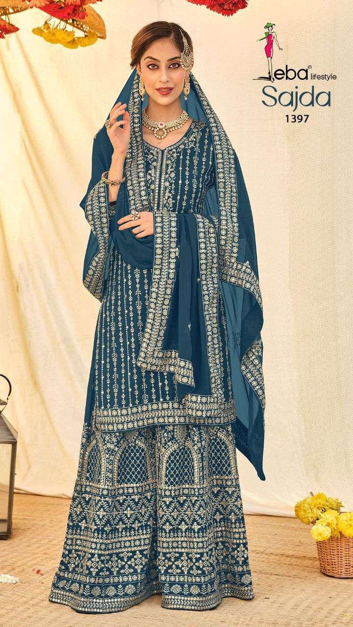 Eba Sajda Catalog Expensive Wear Georgette Embroidery Dress Materials