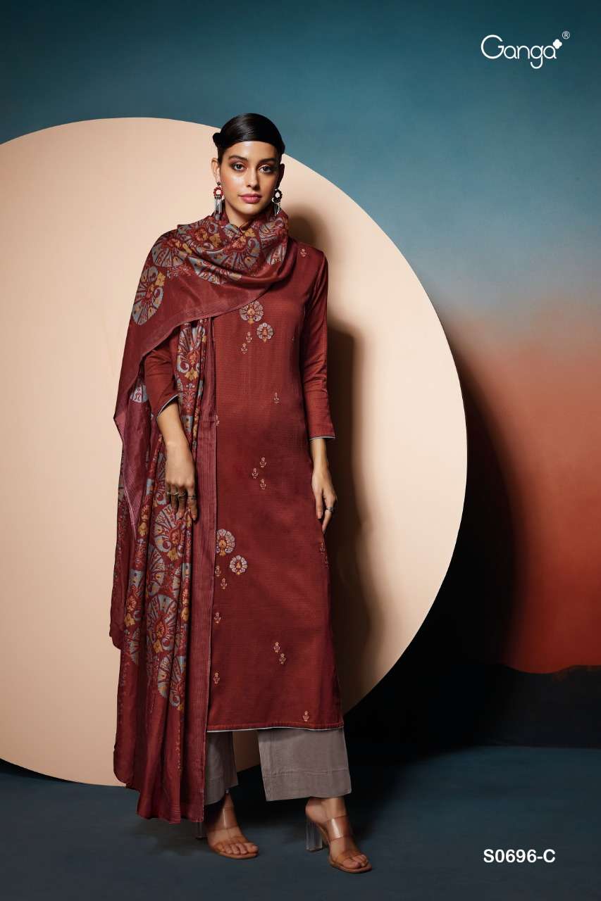 Ganga Inna Catalog Heavy Cotton Designer Dress Materials