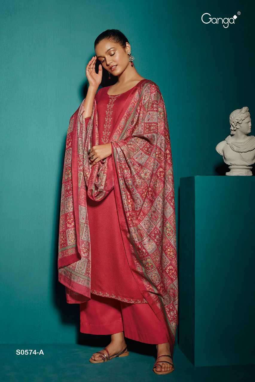 Ganga  Jorahs0574 catalog Cotton Satin Printed With Embroidery  Dress Material
