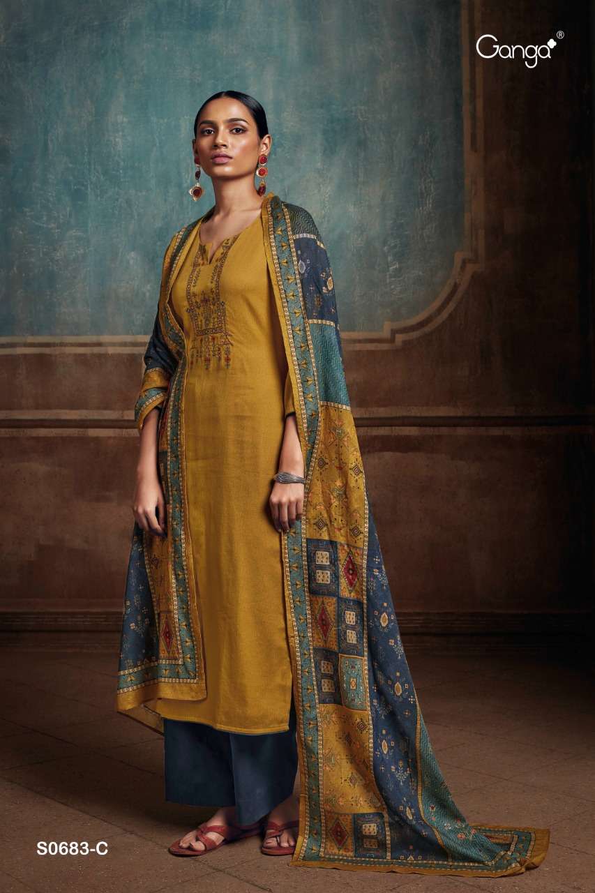 Ganga Tansy Catalog Latest Party Wear Embroidery Dress Materials