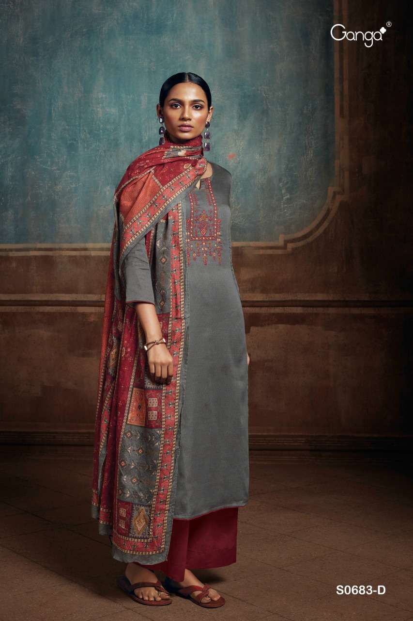 Ganga Tansy Catalog Latest Party Wear Embroidery Dress Materials