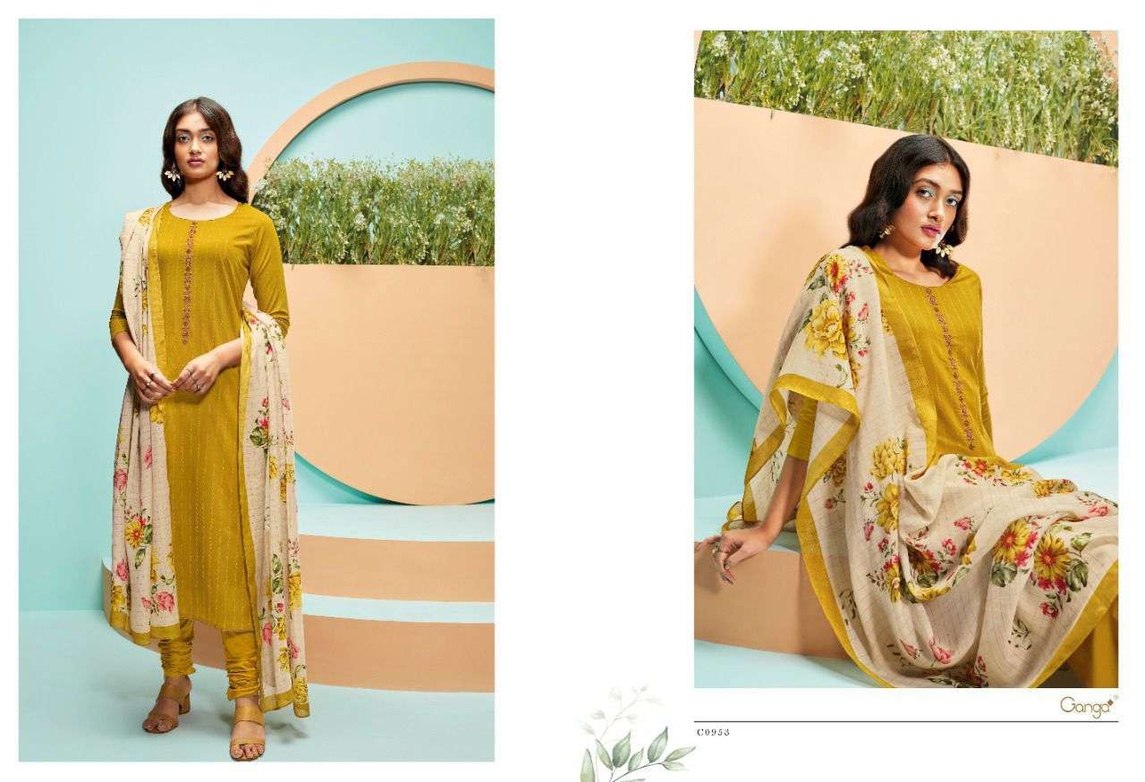 Ganga Vie Catalog Festive Wear Cotton Printed Unstitched Dress Materials 
