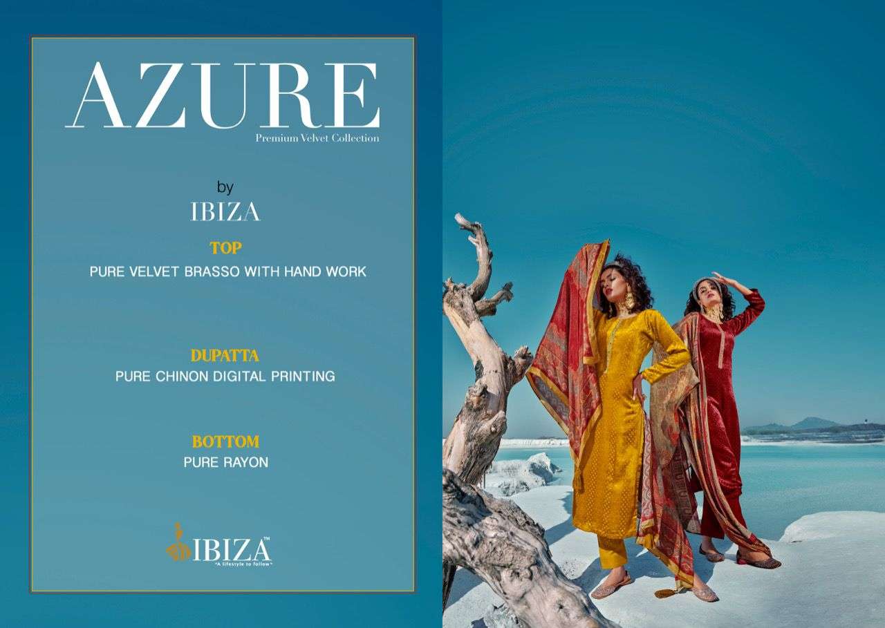 Ibiza Azure Catalog Pure Velvet Brasso Designer Expensive Wear Dress Materials