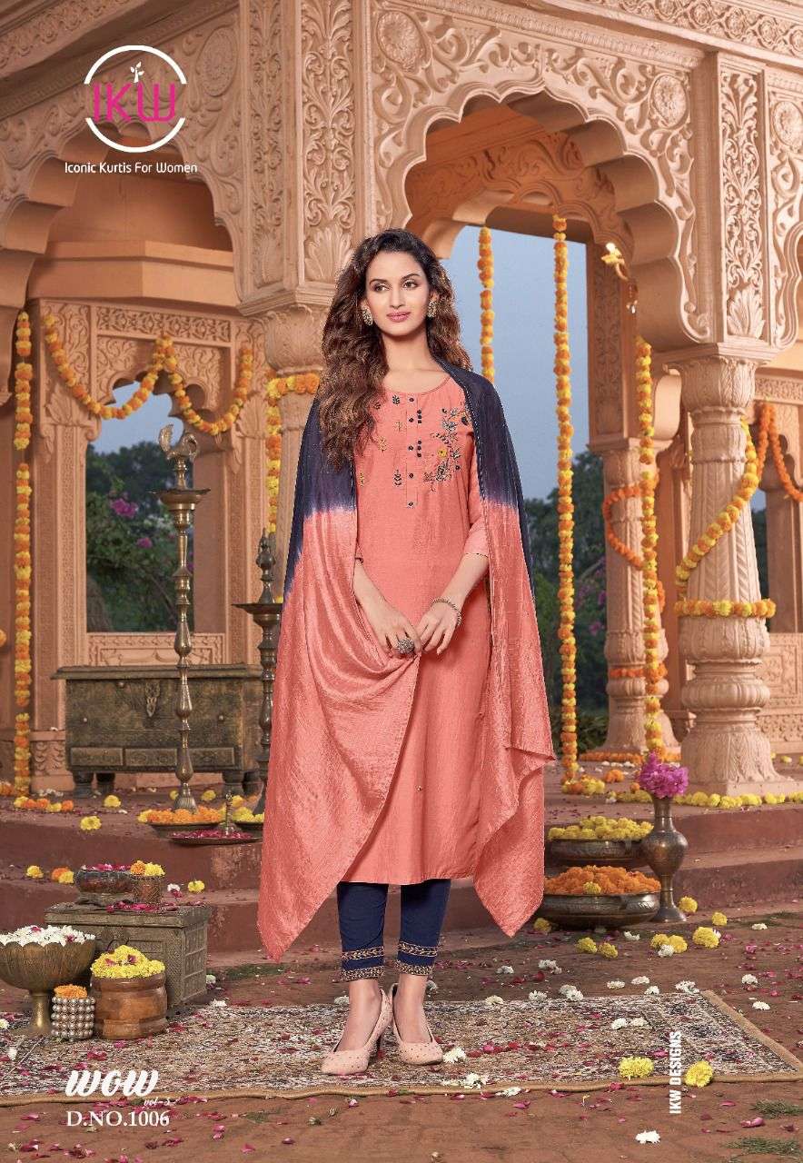 Ikw Wow vol 3 catalog    Silk Ethnic Wear Ready made  Top  bottom with Dupatta 