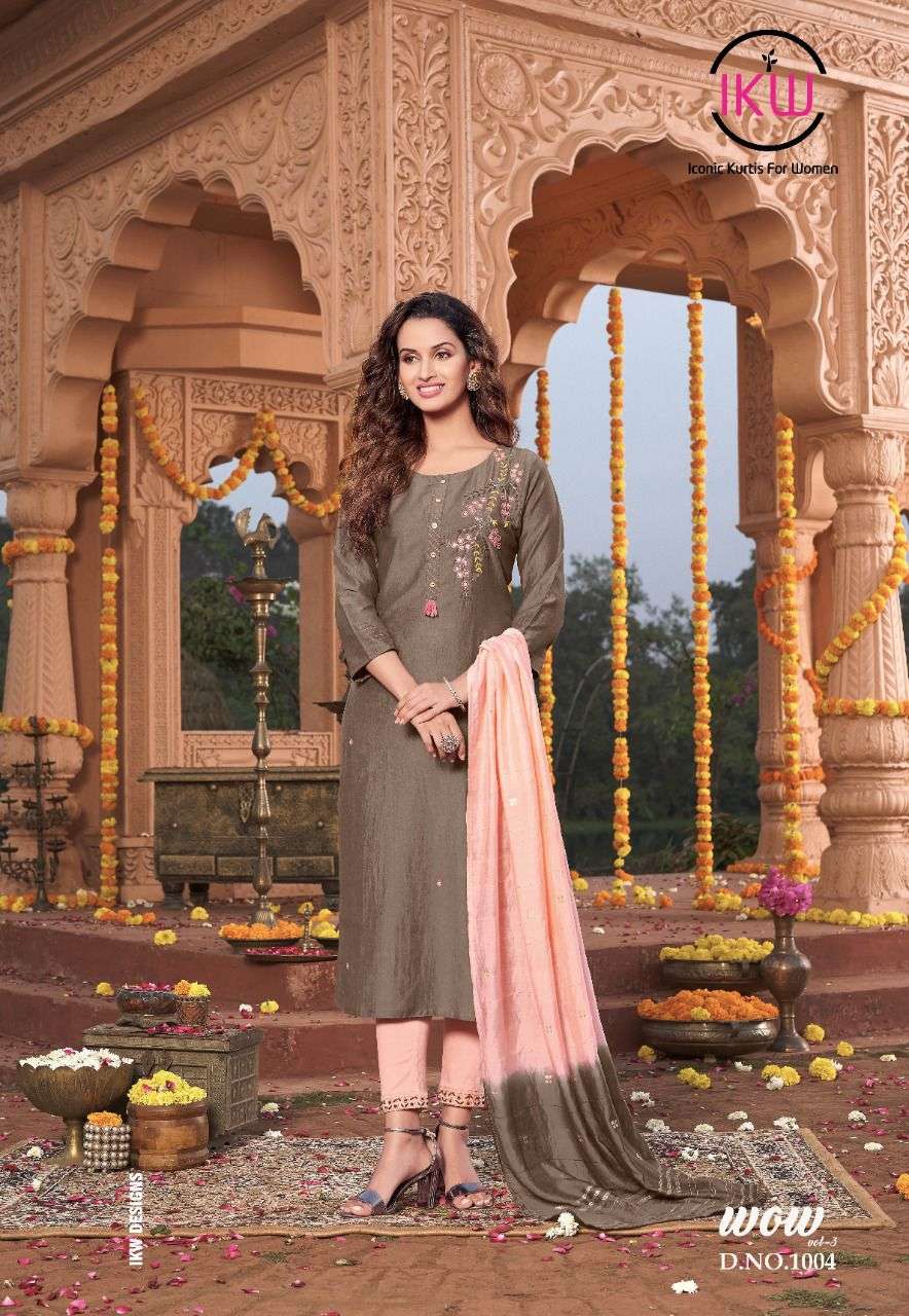 Ikw Wow vol 3 catalog    Silk Ethnic Wear Ready made  Top  bottom with Dupatta 