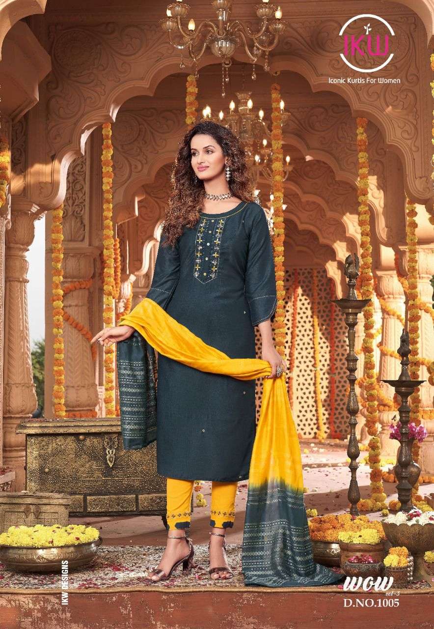 Ikw Wow vol 3 catalog    Silk Ethnic Wear Ready made  Top  bottom with Dupatta 