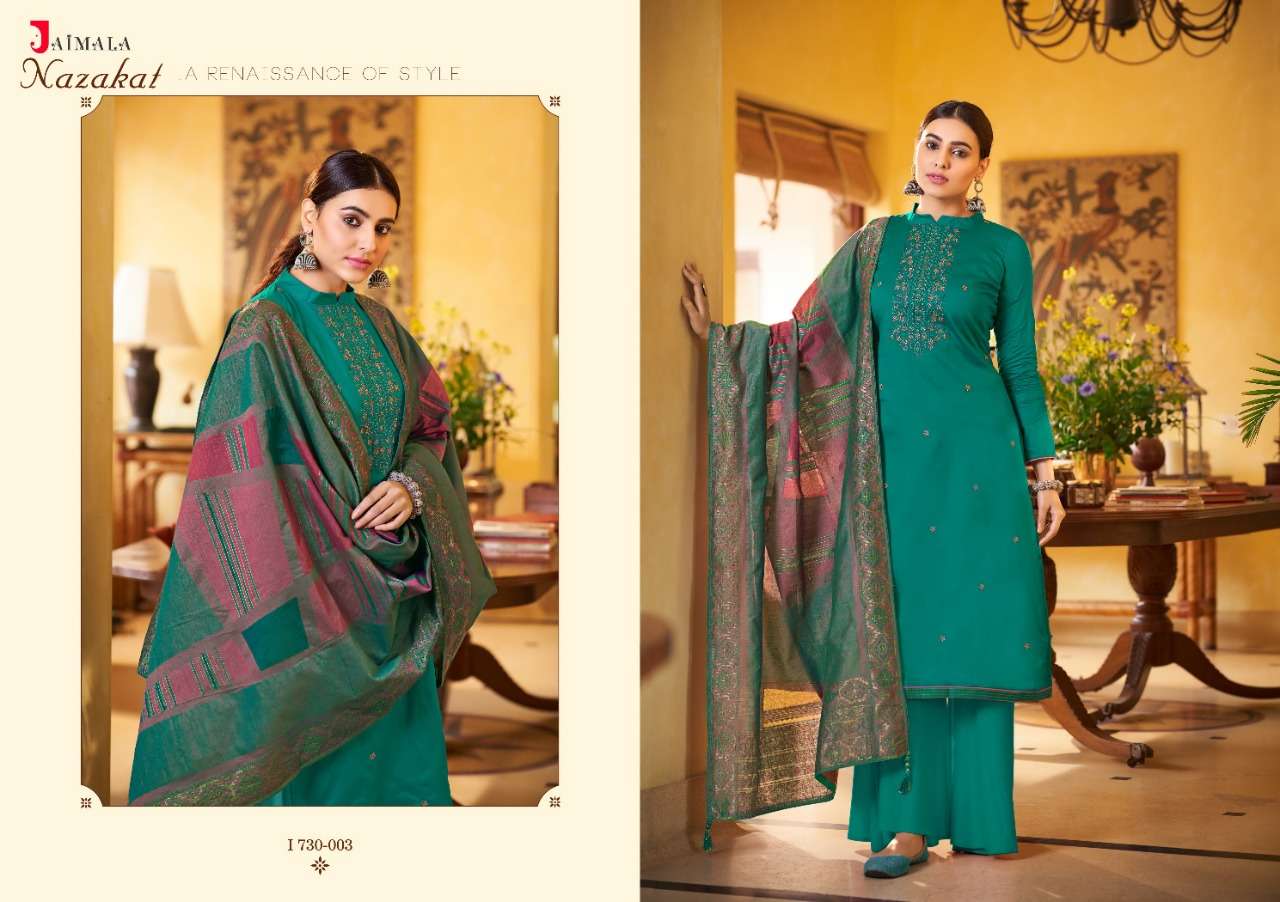 Jaimala Nazakat Catalog Pure Jam Cotton Festive Wear Unstitched Dress Materials 