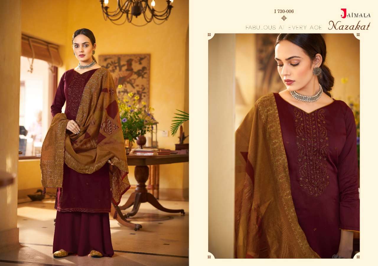 Jaimala Nazakat Catalog Pure Jam Cotton Festive Wear Unstitched Dress Materials 