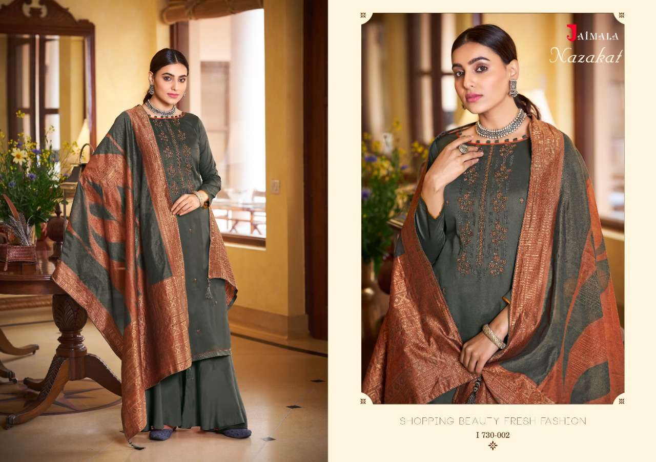 Jaimala Nazakat Catalog Pure Jam Cotton Festive Wear Unstitched Dress Materials 