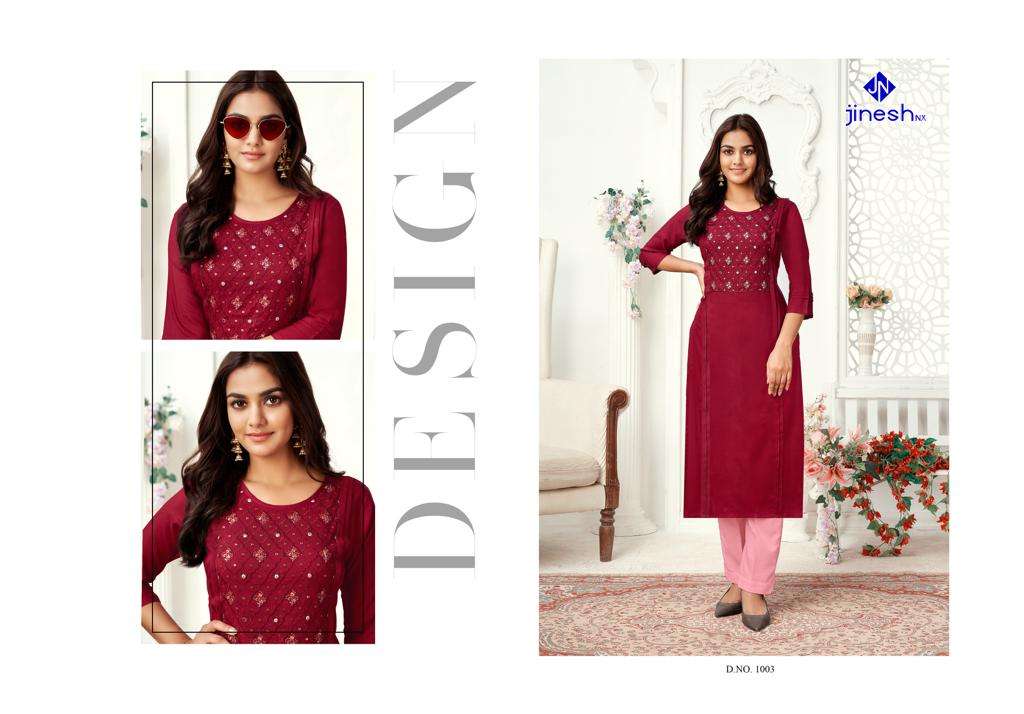 Jinesh Nx Zarina Catalog Casual Wear Embroidery Kurtis