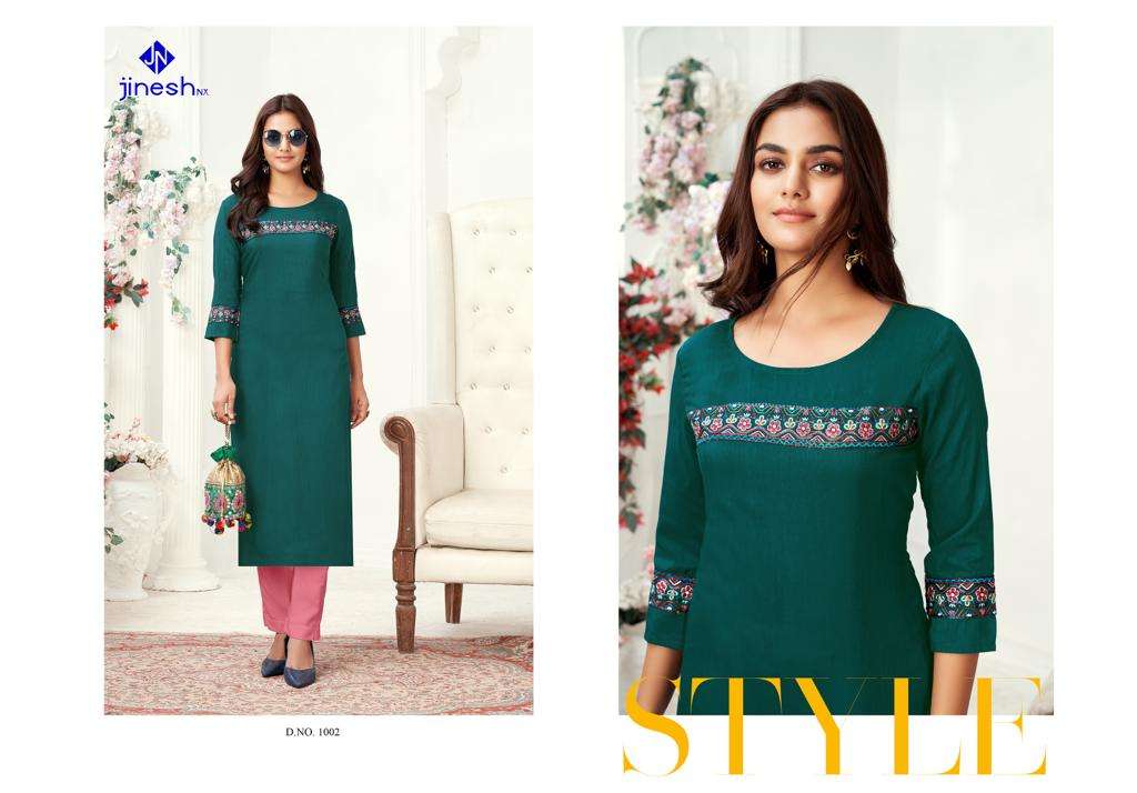 Jinesh Nx Zarina Catalog Casual Wear Embroidery Kurtis