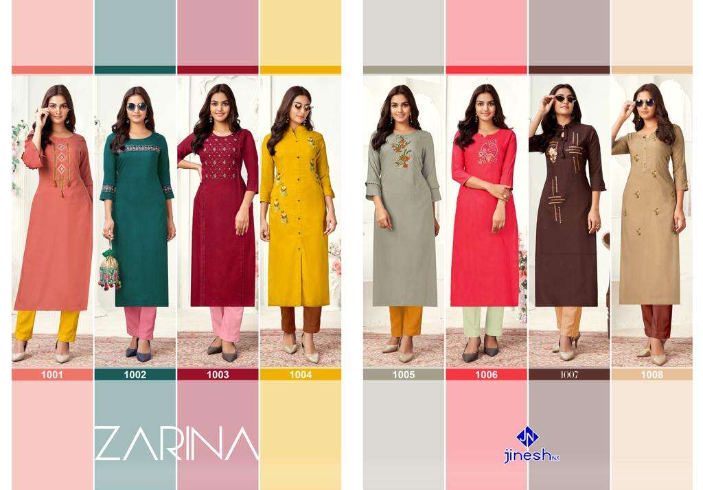 Jinesh Nx Zarina Catalog Casual Wear Embroidery Kurtis