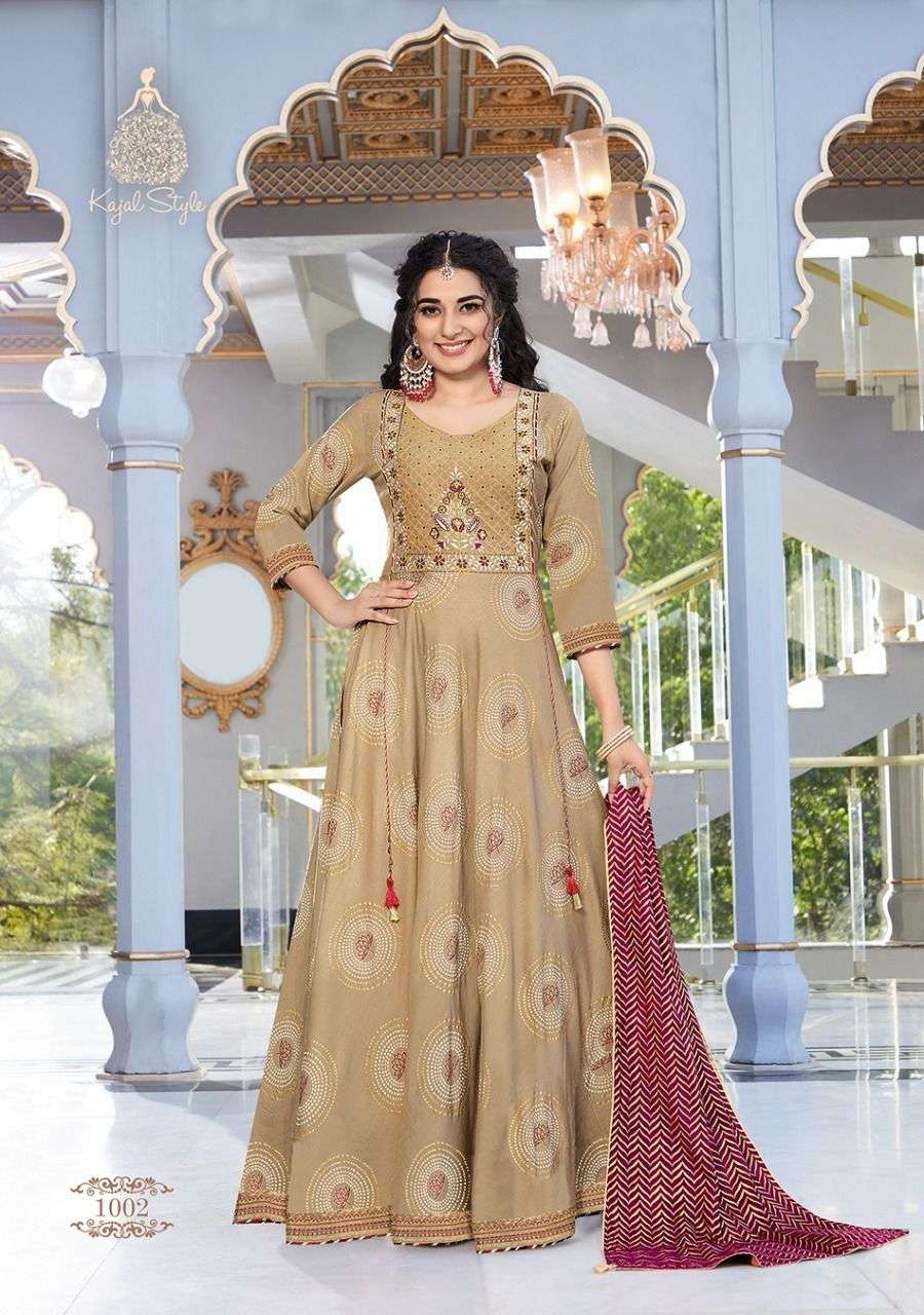 Kajal Style Fashion Hirva Vol 1 catalog  Designer Gown Style With Dupatta 
