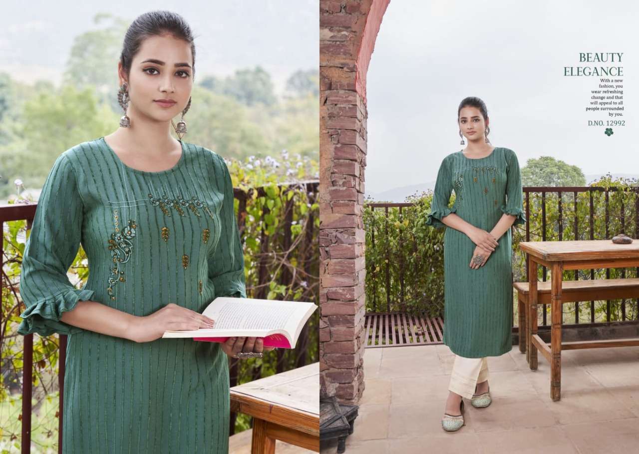Kalaroop Angel Catalog Rayon Embroidery  Festive Wear Kurtis