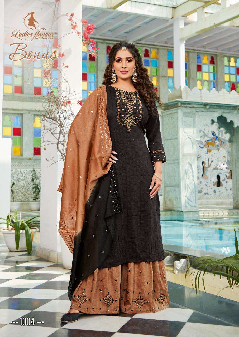 Ladies Flavour Bonus Catalog Party Wear Readymade Top Bottom With Dupatta