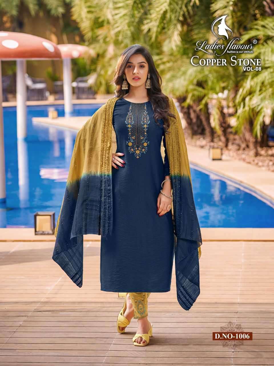 Ladies Flavour Copper Stone Vol 8  catalog  Pure Naylon Viscose Kurtis Bottom with  Dupatta