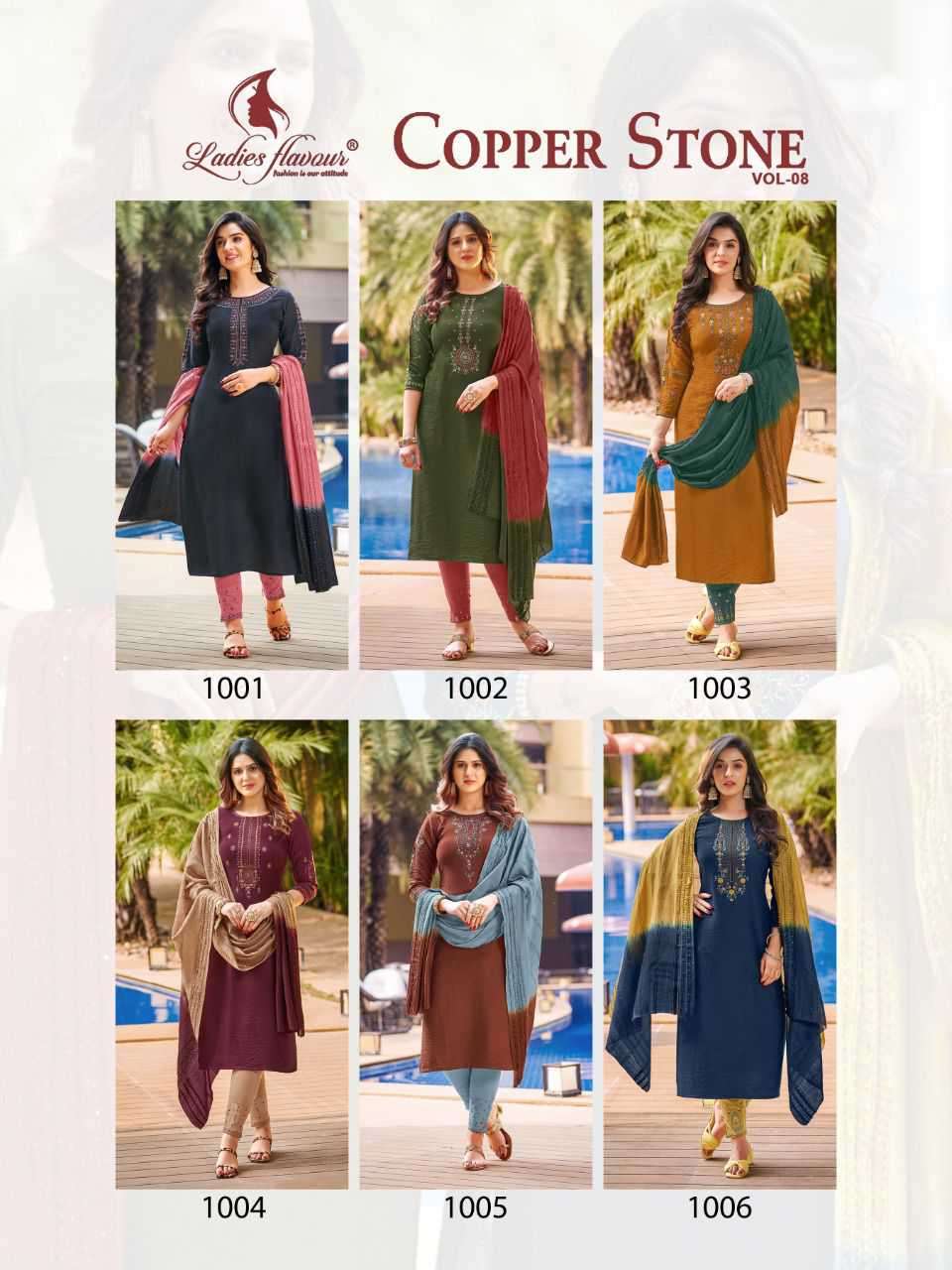 Ladies Flavour Copper Stone Vol 8  catalog  Pure Naylon Viscose Kurtis Bottom with  Dupatta