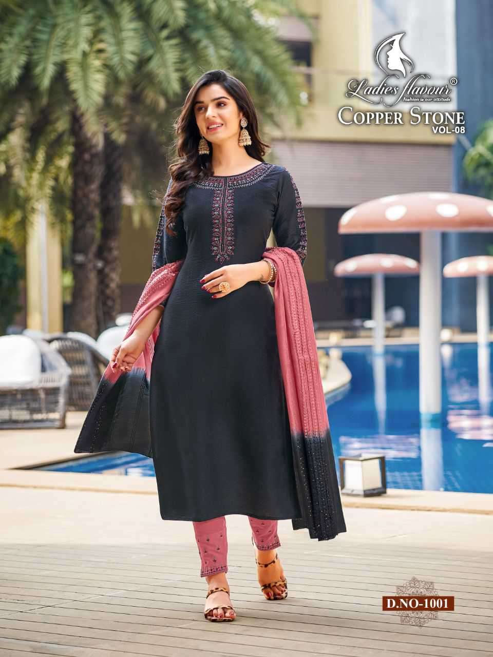 Ladies Flavour Copper Stone Vol 8  catalog  Pure Naylon Viscose Kurtis Bottom with  Dupatta