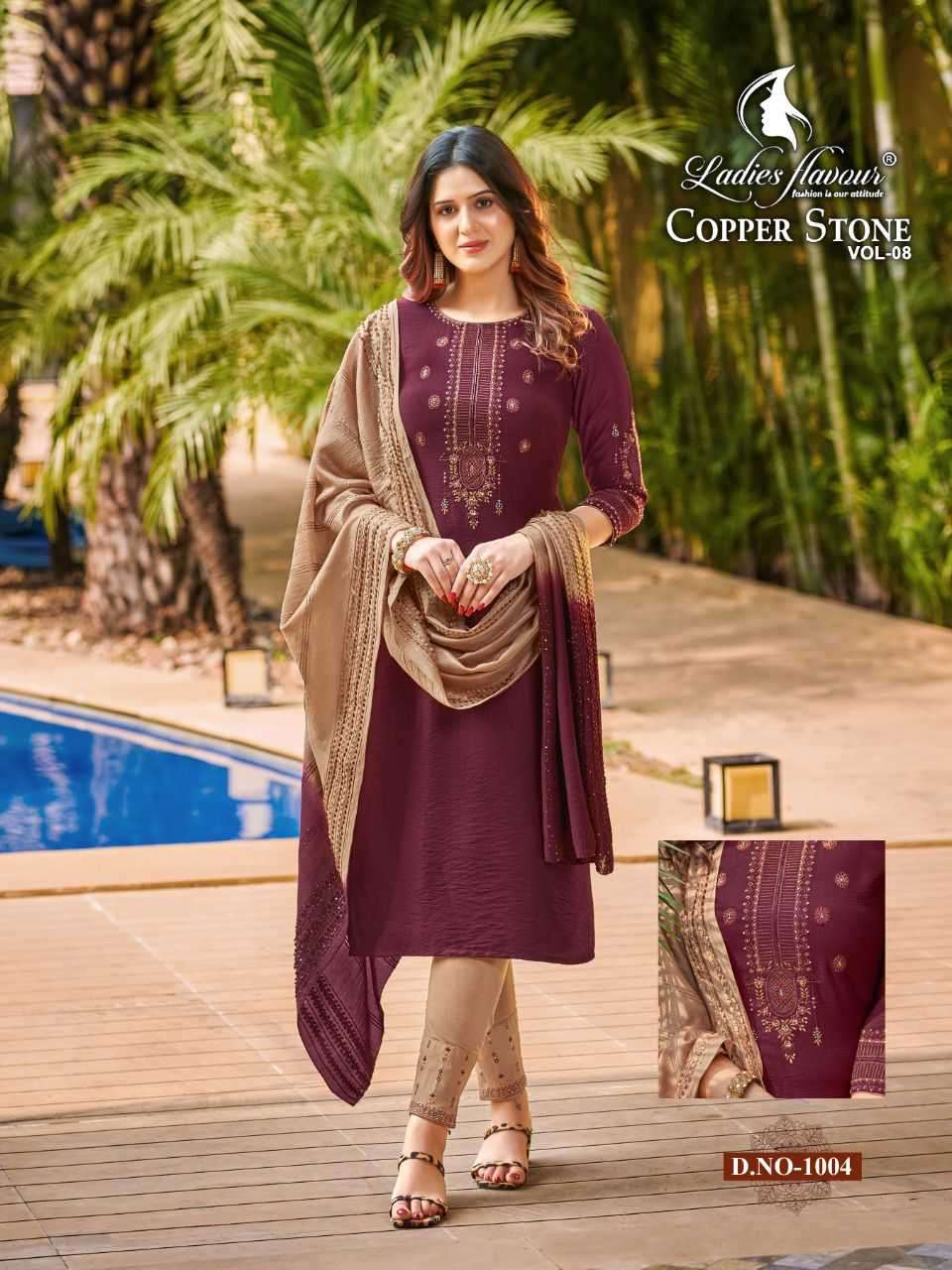 Ladies Flavour Copper Stone Vol 8  catalog  Pure Naylon Viscose Kurtis Bottom with  Dupatta