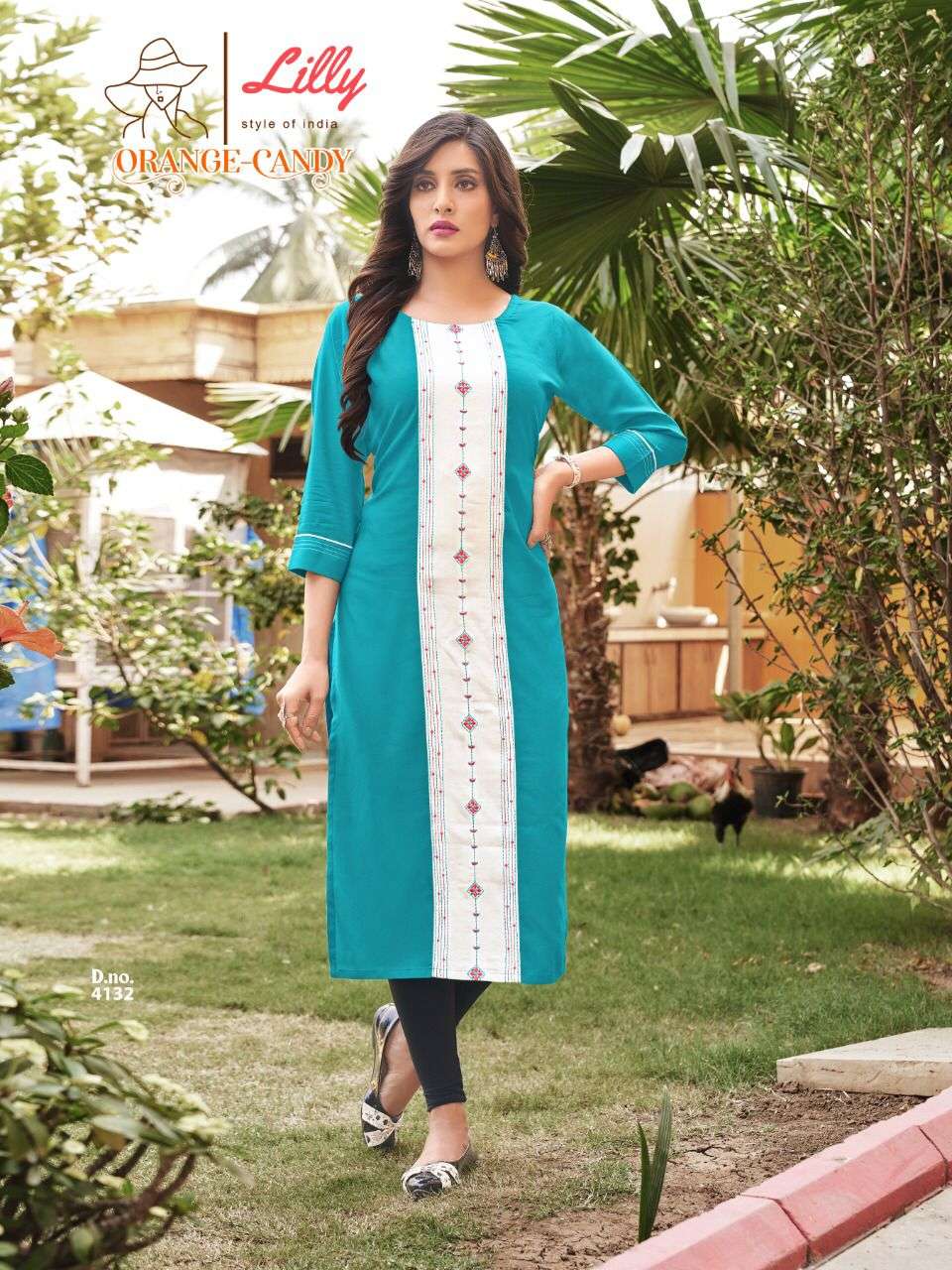 Lilly Orange Candy Catalog  Heavy Rayon Stylish Kurtis