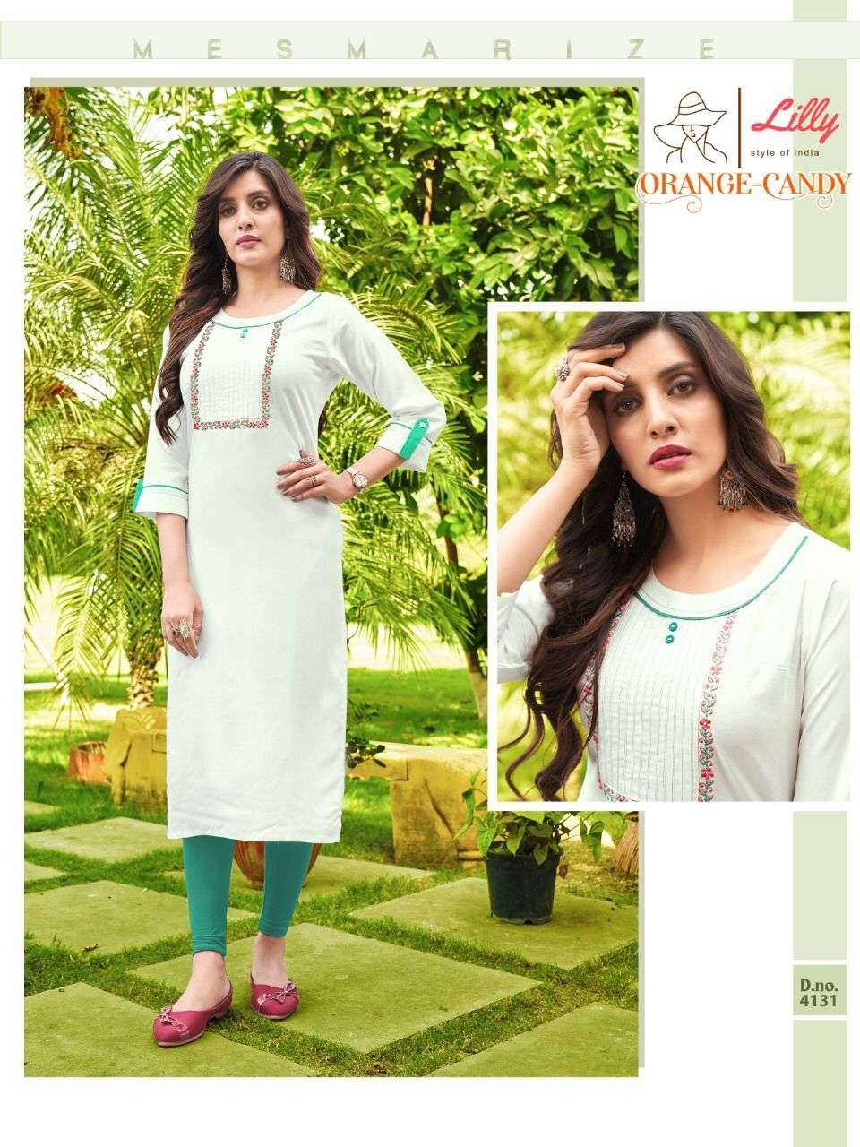 Lilly Orange Candy Catalog  Heavy Rayon Stylish Kurtis