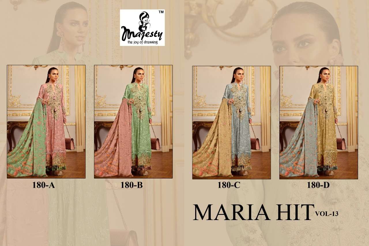 Majesty Maria Hit 13 Catalog Cotton Embroidery Pakistani Salwar Kameez 