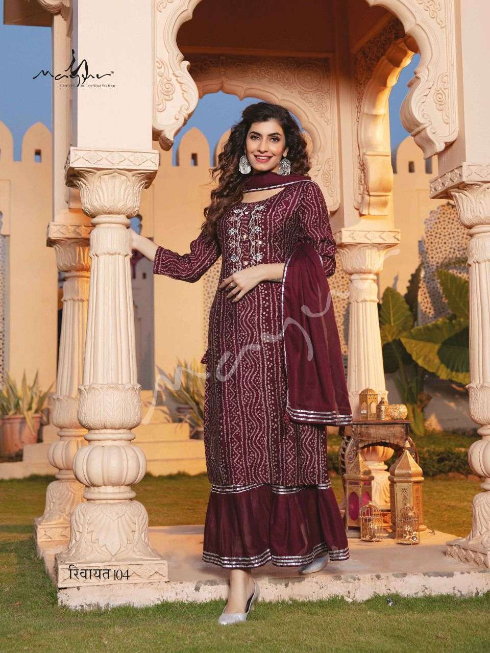 Mayur Rivayat Catalog  Bandhej Readymade Wedding Wear Top Bottom duppta  