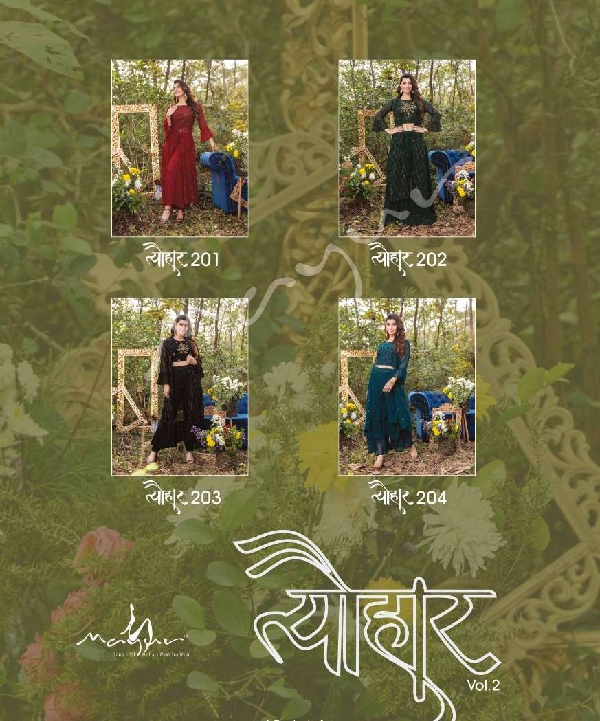 Mayur Tyohar Vol 2 Catalog Designer Party Wear Readymade Top with Sharara 