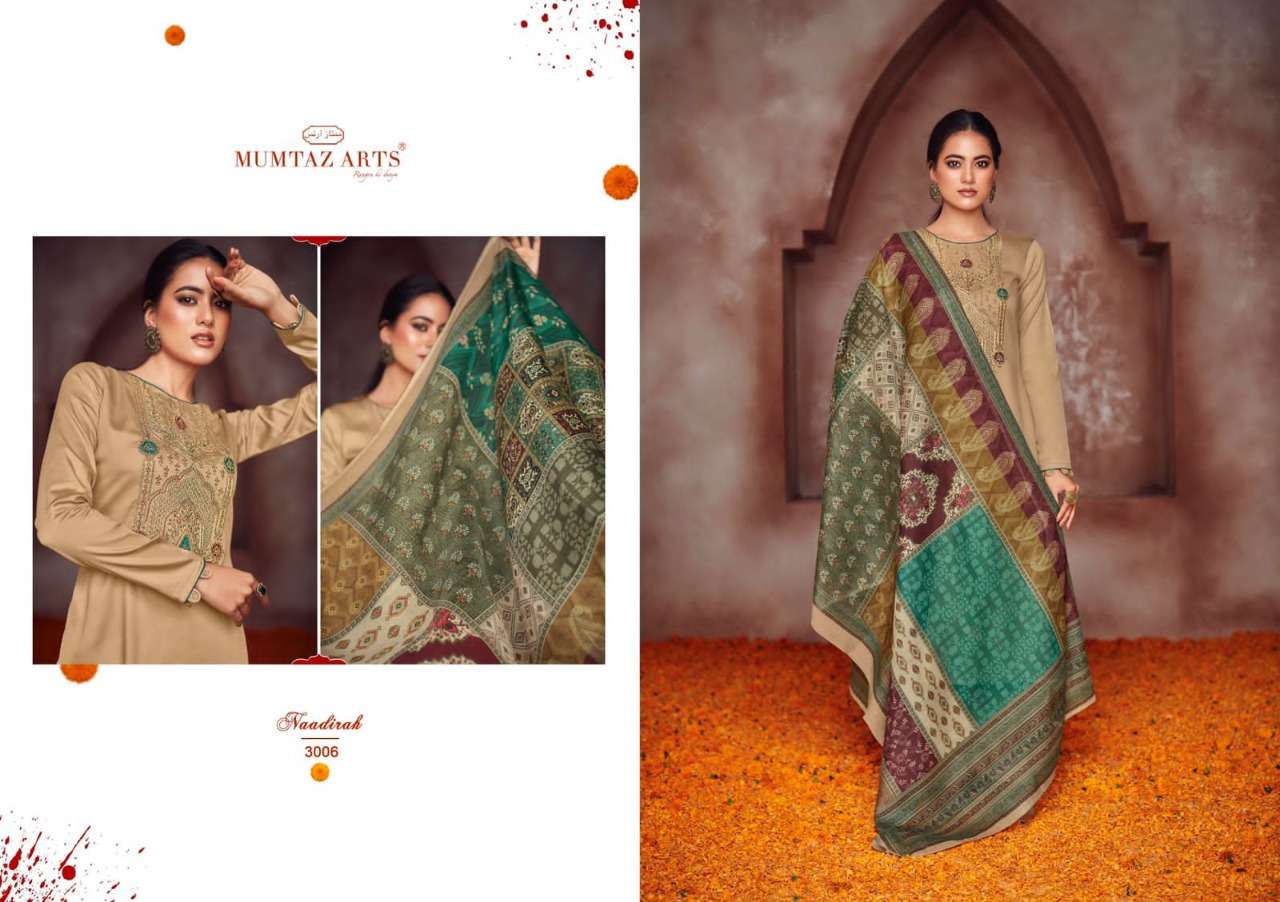 Mumtaz Art Naadirah Vol 2 Catalog Pure Jam Satin Heavy Designer Dress Materials
