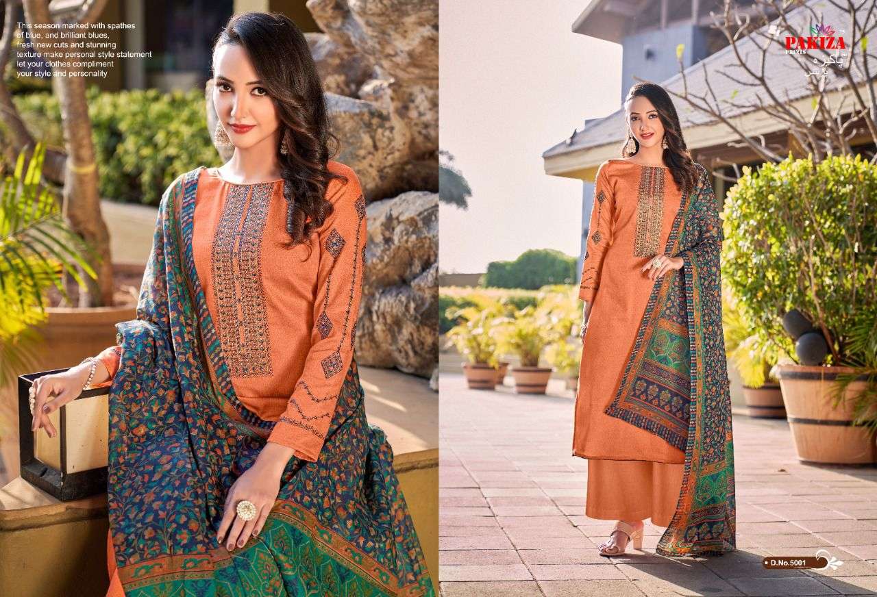 Pakiza Prints Sana Safinaz Vol 5 Catalog Jam Satin Latest Embroidery Dress Materials 