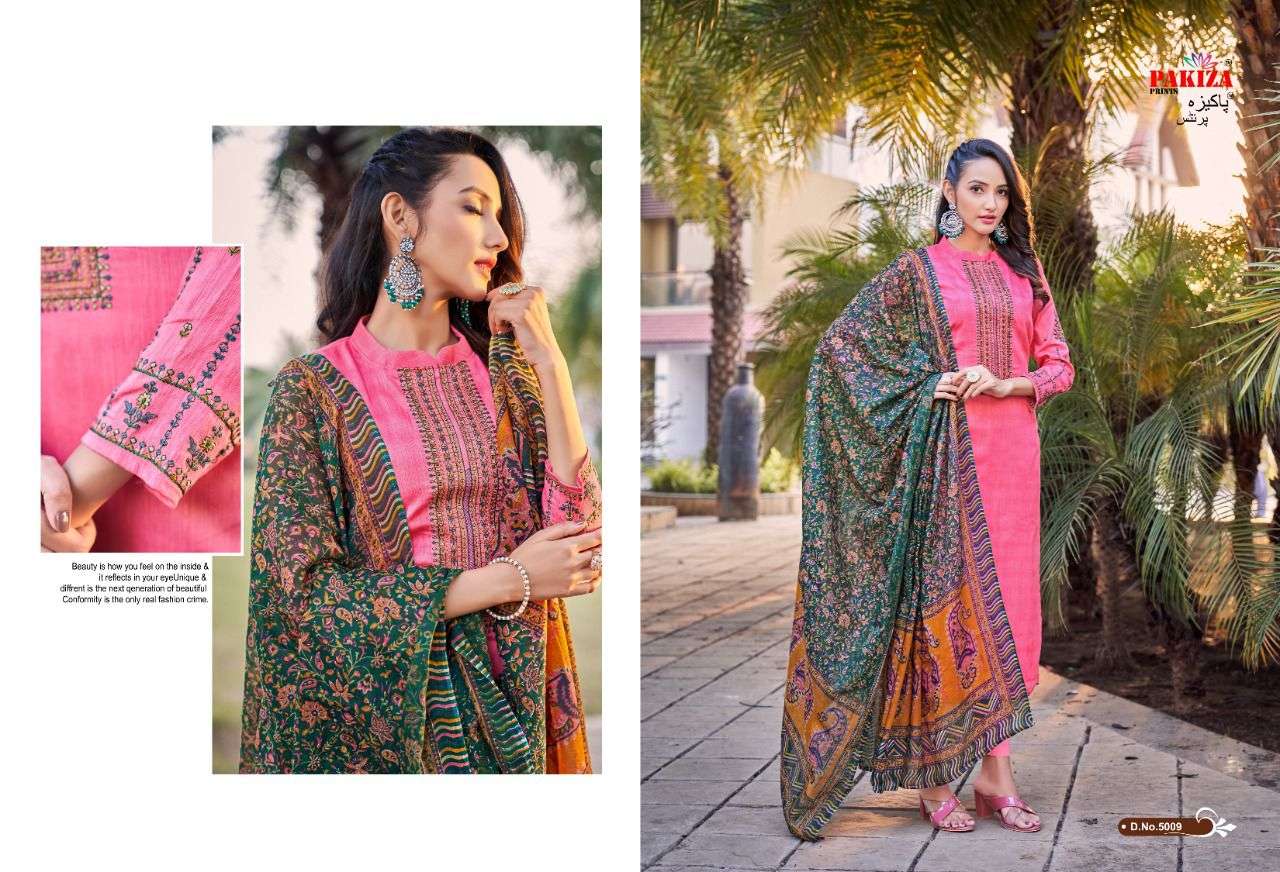 Pakiza Prints Sana Safinaz Vol 5 Catalog Jam Satin Latest Embroidery Dress Materials 