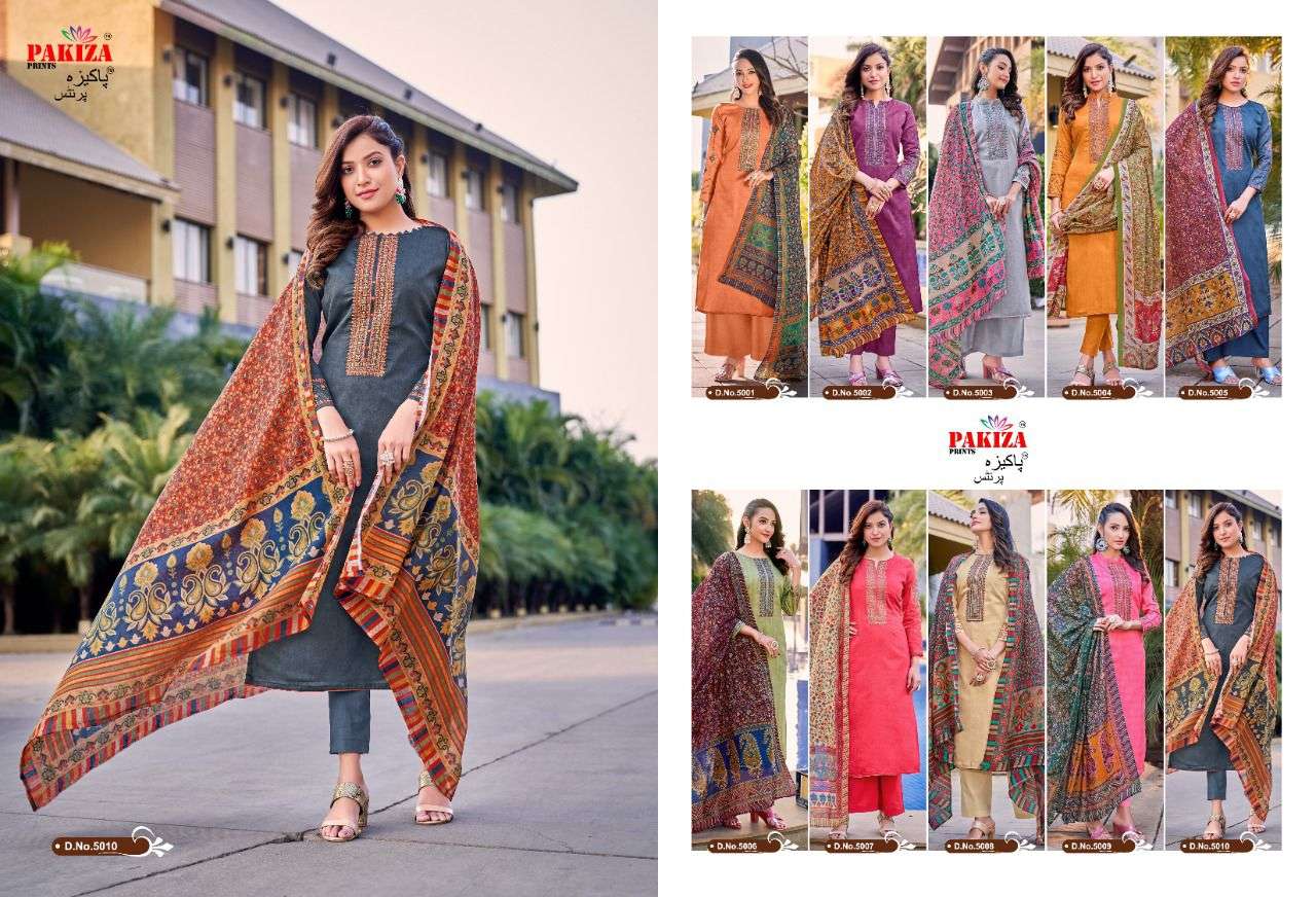 Pakiza Prints Sana Safinaz Vol 5 Catalog Jam Satin Latest Embroidery Dress Materials 