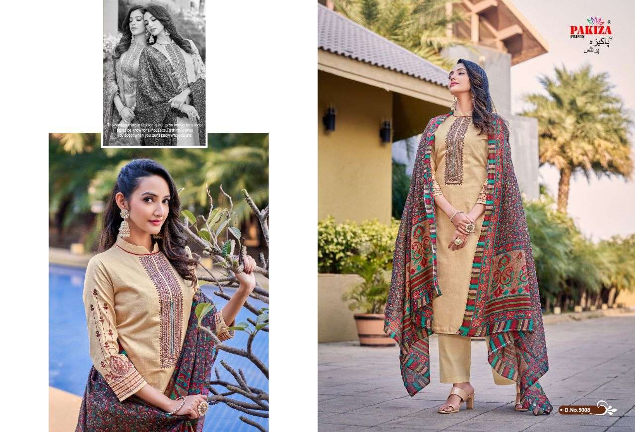 Pakiza Prints Sana Safinaz Vol 5 Catalog Jam Satin Latest Embroidery Dress Materials 