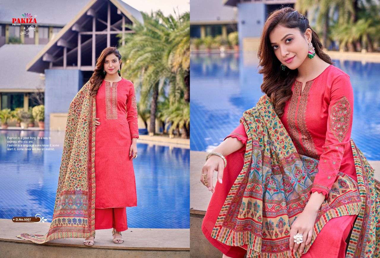 Pakiza Prints Sana Safinaz Vol 5 Catalog Jam Satin Latest Embroidery Dress Materials 