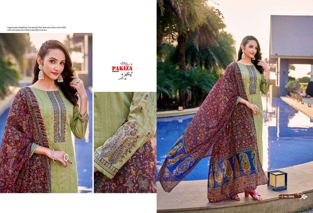 Pakiza Prints Sana Safinaz Vol 5 Catalog Jam Satin Latest Embroidery Dress Materials 