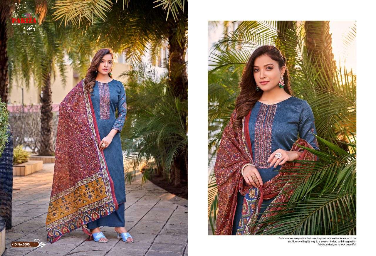 Pakiza Prints Sana Safinaz Vol 5 Catalog Jam Satin Latest Embroidery Dress Materials 