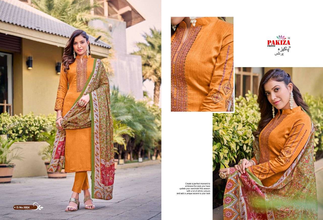 Pakiza Prints Sana Safinaz Vol 5 Catalog Jam Satin Latest Embroidery Dress Materials 