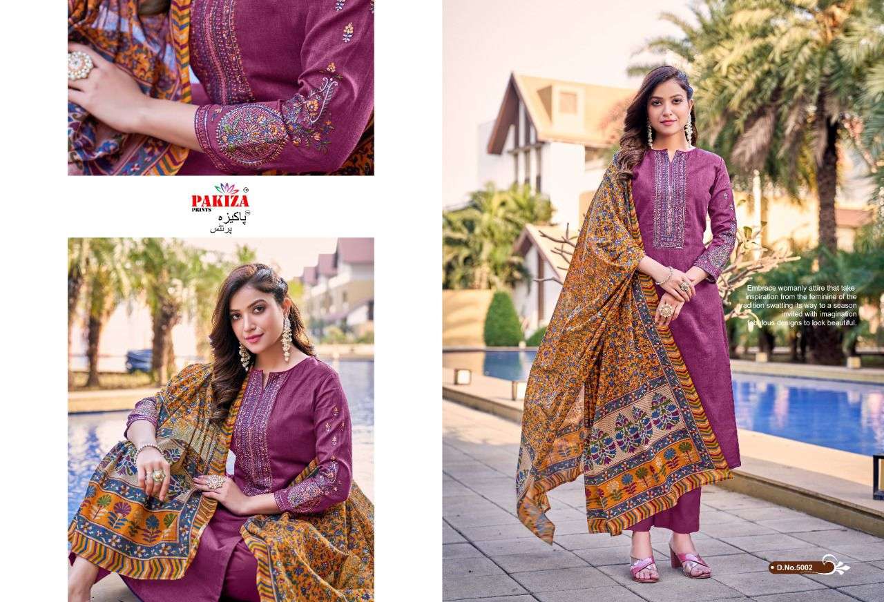 Pakiza Prints Sana Safinaz Vol 5 Catalog Jam Satin Latest Embroidery Dress Materials 