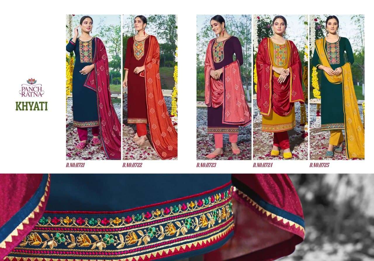 Panch Ratna Khyati Jam Satin Festive Wear Dress Material 