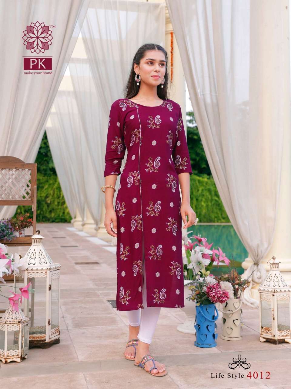PK Lifestyle vol 4 catalog Fancy Rayon Printed Casual wear Kurtis