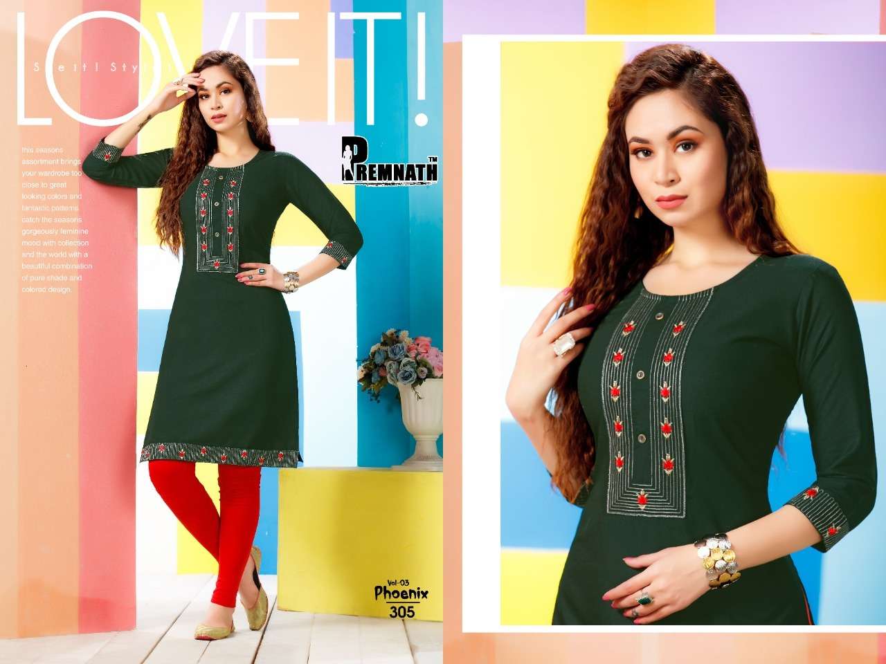 Premnath Phoenix Vol 3 Catalog Casual Wear Embroidery Kurtis