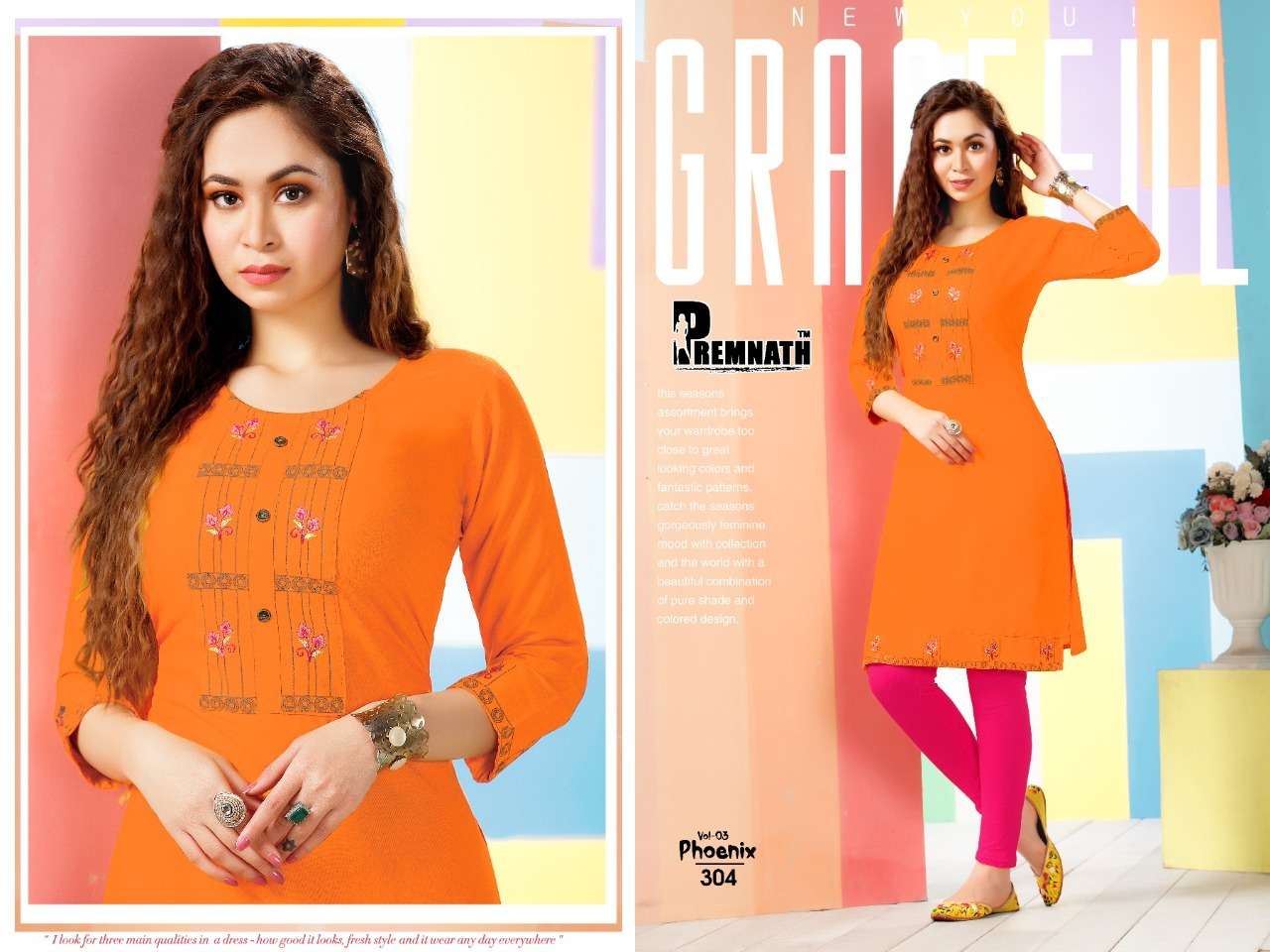 Premnath Phoenix Vol 3 Catalog Casual Wear Embroidery Kurtis