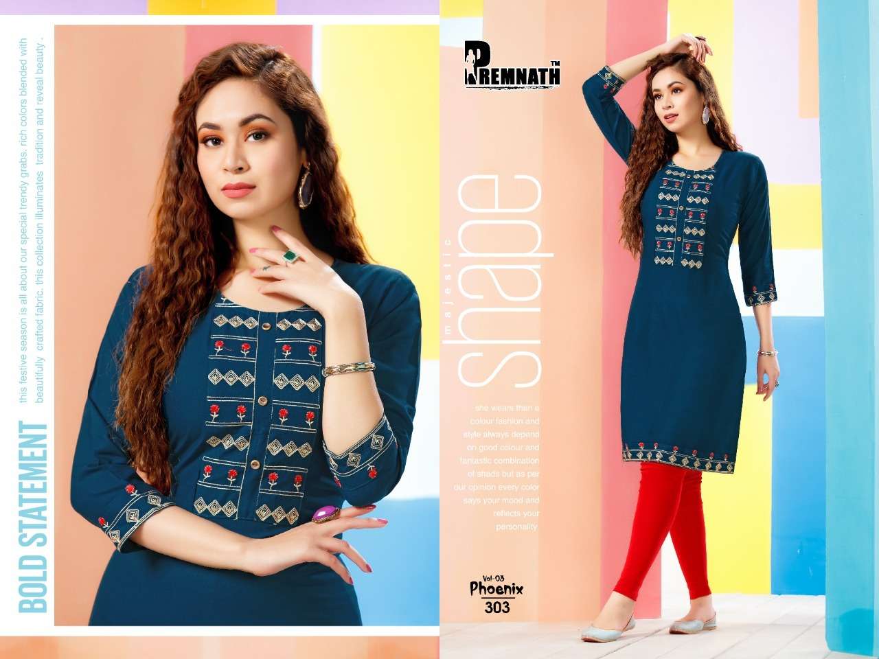 Premnath Phoenix Vol 3 Catalog Casual Wear Embroidery Kurtis