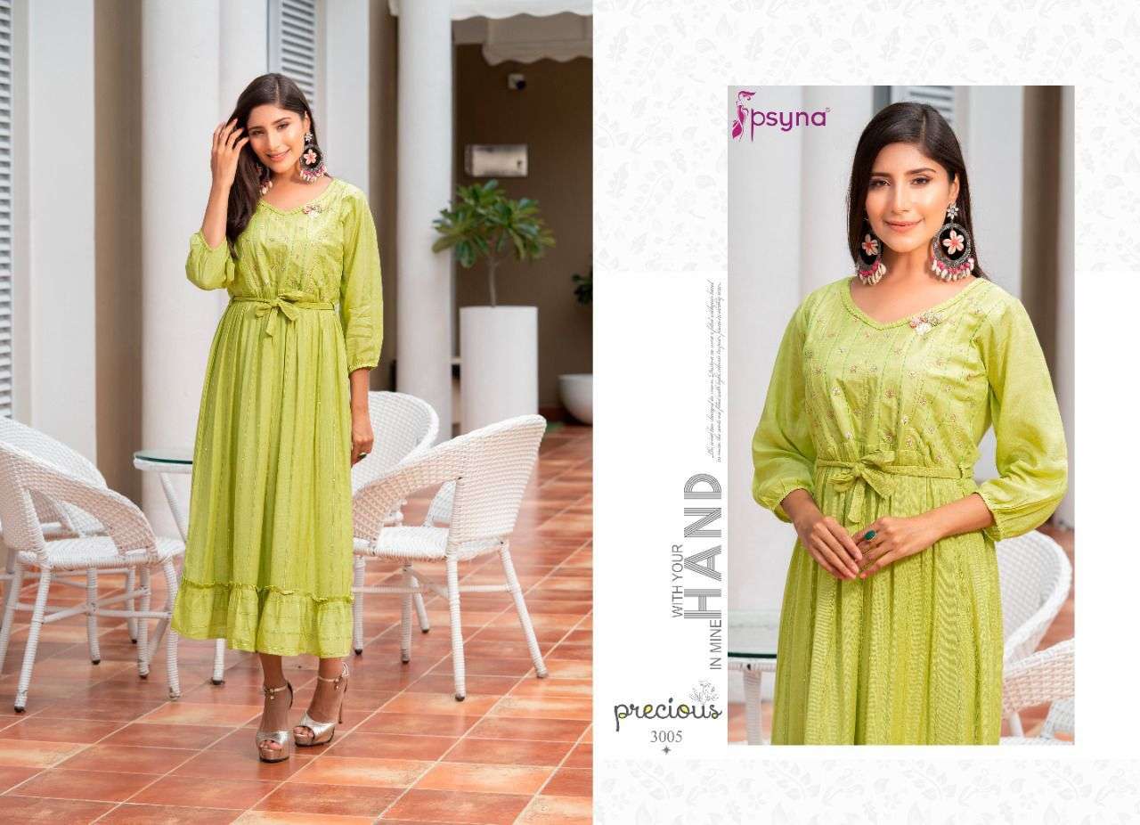 Psyna Precious Vol 3 Catalog Designer Long Embroidery Kurtis