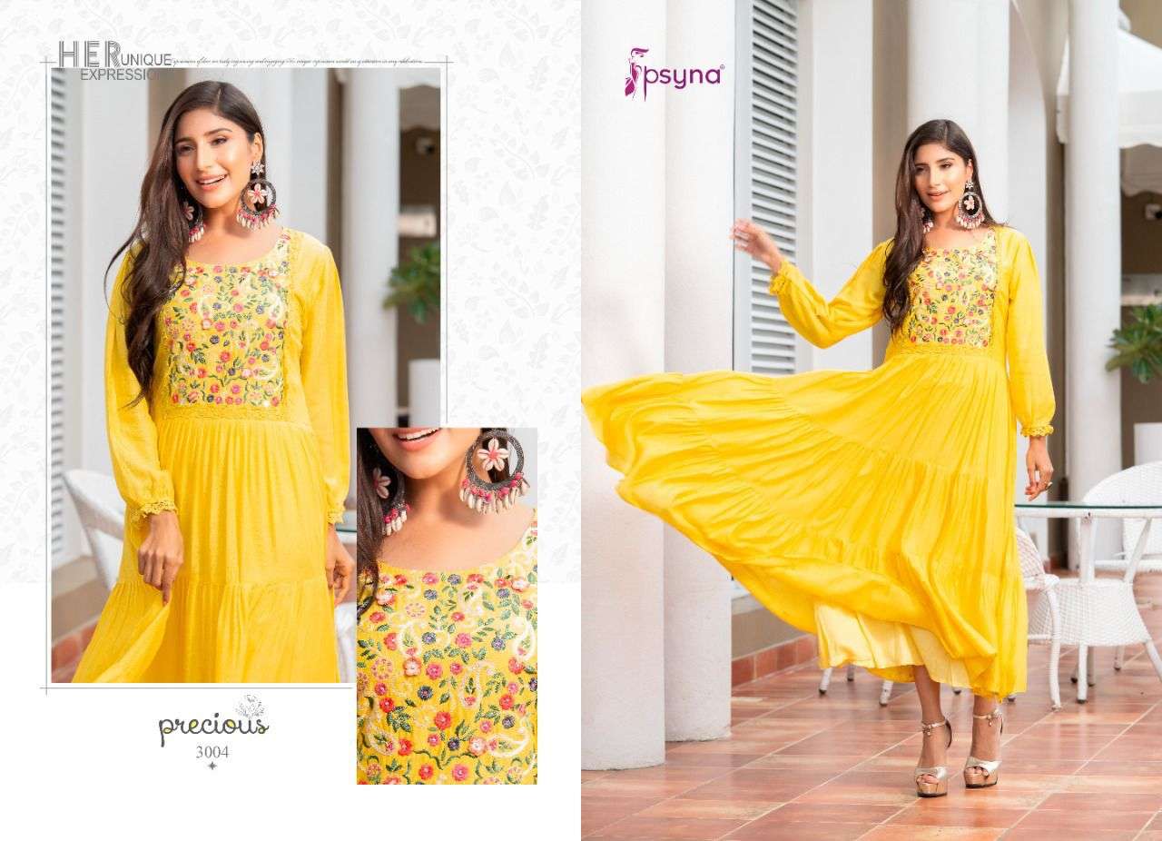 Psyna Precious Vol 3 Catalog Designer Long Embroidery Kurtis