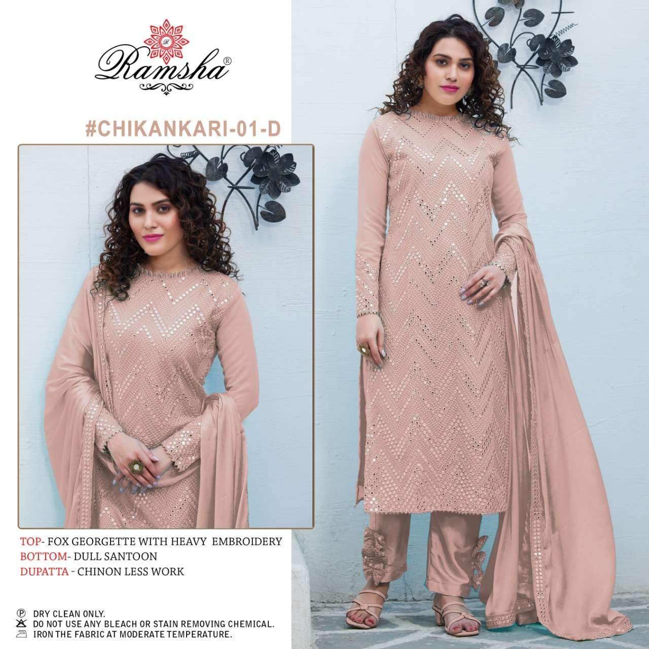 Ramsha Chikankari 01 Nx Catalog Georgette Pakistani Salwar Kameez