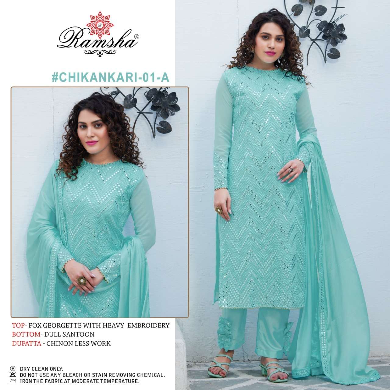 Ramsha Chikankari 01 Nx Catalog Georgette Pakistani Salwar Kameez